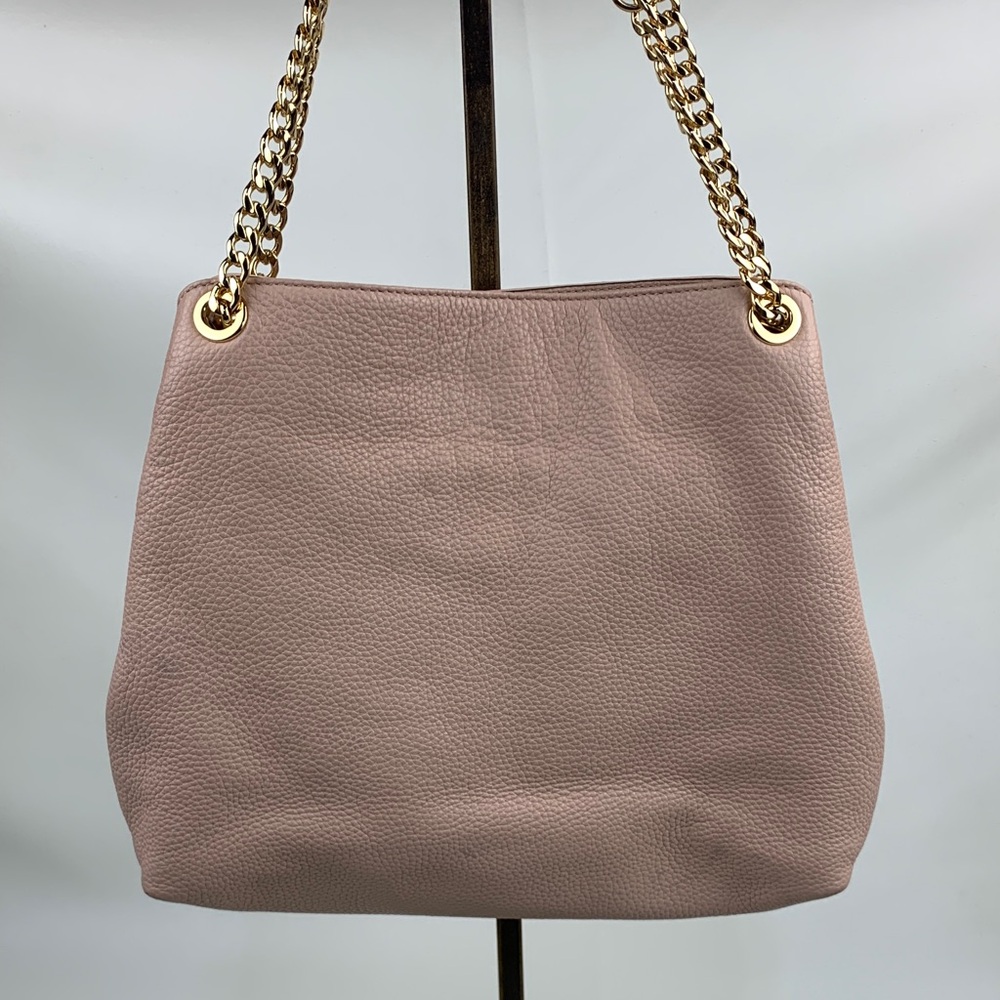 Michael Kors Light pink Leather Shoulder Bag Gold chain straps & zipper 3 pocket
